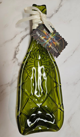 Upcycled Wine Bottle Cross Design Slumped Dip Dish - Born Again Bottles