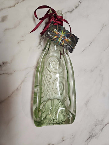 Upcycled Wine Bottle Swirl Design Slumped Dip Dish - Born Again Bottles
