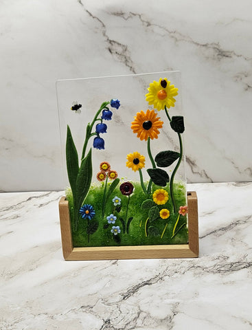 Handmade Fused Art Glass Flower Garden