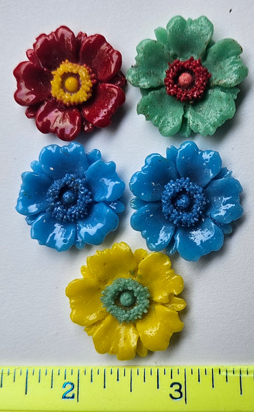 COE 96 Fused Glass Flowers (Poppies?) for Your Fused Glass Projects - Pack of 3 Many Colors Including Pink