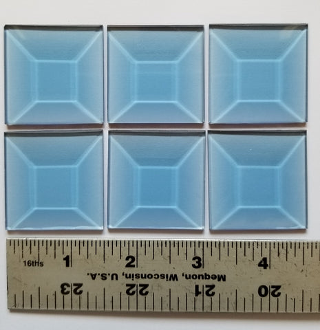 Stained Glass Supplies - 6 - 1.5 x 1.5 Inch Light Blue Glass Bevels 63310