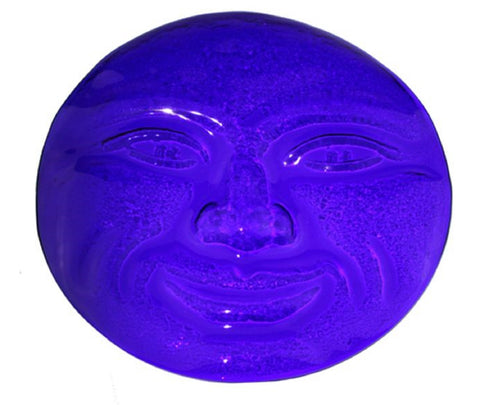 Stained Glass Slumped - MoonFace Blue 6 Inch Diameter
