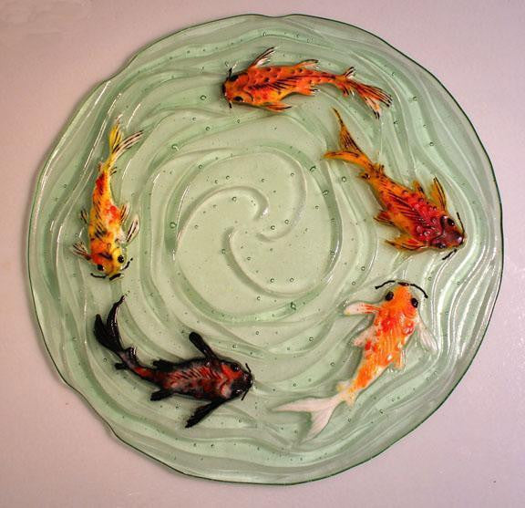 DT29 Koi Waves Texture Frit Casting Kiln Glass Fusing Mold