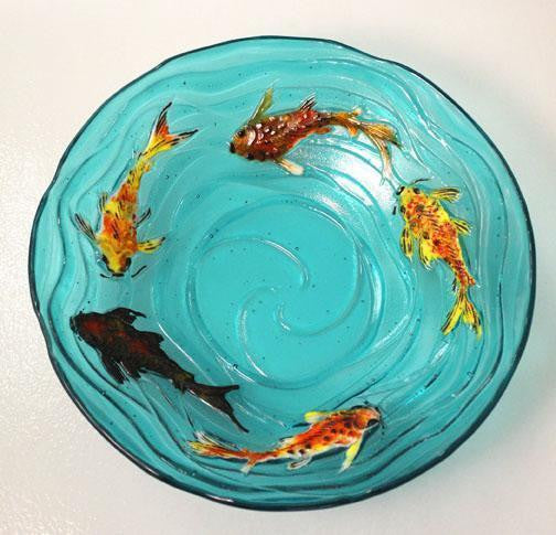 DT29 Koi Waves Texture Frit Casting Kiln Glass Fusing Mold