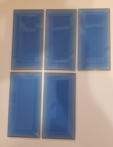 2 X 4 Inch Blue Rectangle Bevels 5 Pack