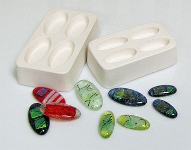 Mold for Oval Shaped Castings for Jewelry Kiln Frit 4 Ovals lf49