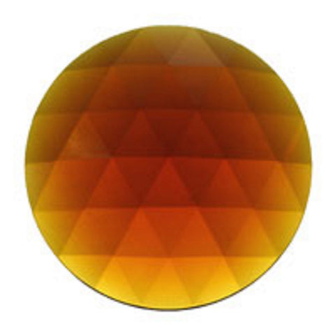 30mm (1.20 inch) Round Amber Faceted Glass Jewel Flat Back