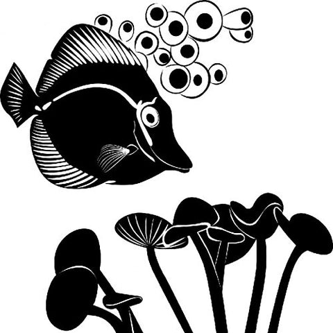 Diving Fish Enamel Fusible Decal for Glass Fusing