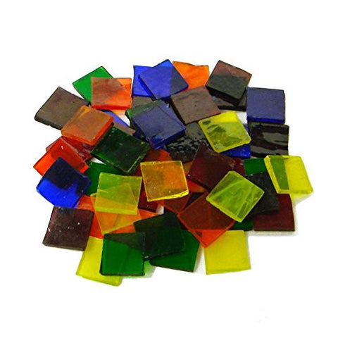 Mosaic Supplies - 3/4" Cathedral Stained Glass Chip Assortment - 48 Pieces.
