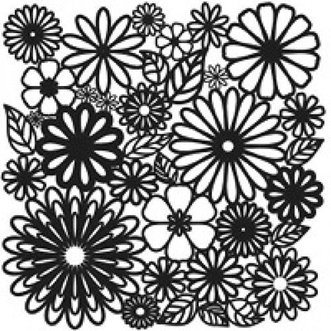 Glass Fusing Supplies - Powder or Airbrush Stencil-Mini Flower Frenzy 6 x 6