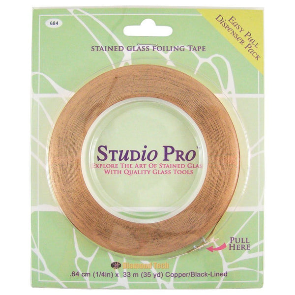 Studio Line Stained Glass Foil black lined copper, 1/4 in. (pack