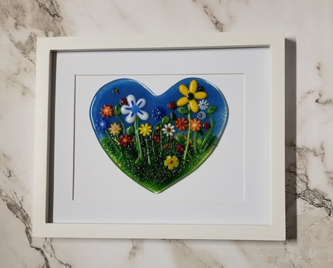 Fused Art Glass in Wooden Frame