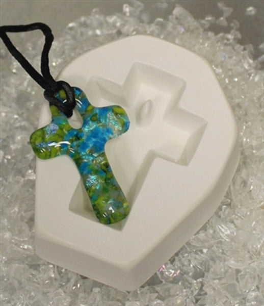 LF78 - Holey Casting Petite Cross Jewelry Mold for Fusing Glass Frit