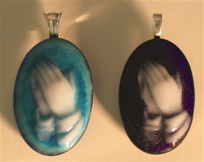 LF97 - Praying Hands Cameo Cabochon Casting Jewelry Mold for Fusing Glass Frit