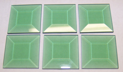 Stained Glass 2 X 2 Inch Green Square Bevels 6 Pack
