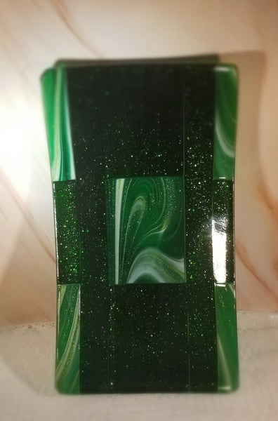 Fused Aventurine Green Sparkle Art Glass Sushi Dish