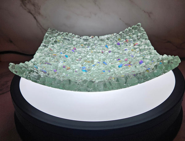 Fused Up-cycled Shower Door Glass Square Dish - Born Again Collection