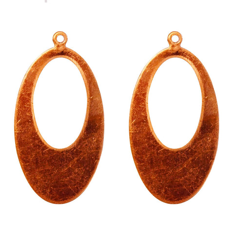 Oval Offset Hoop Copper Shape With Tab - 2 Pack for Enameling
