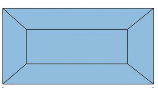 2 X 4 Inch Blue Rectangle Bevels 5 Pack