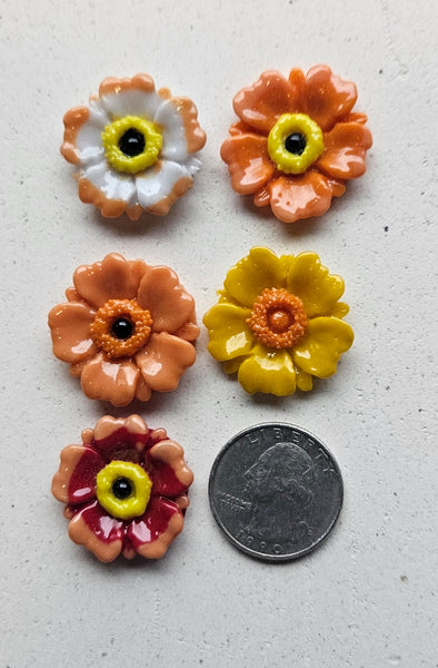 COE 96 Fused Glass Flowers (Poppy) for Your Fused Glass Projects 25mm Packs of 5