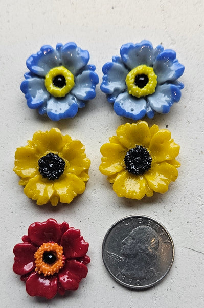 COE 96 Fused Glass Flowers (Poppy) for Your Fused Glass Projects 25mm Packs of 5