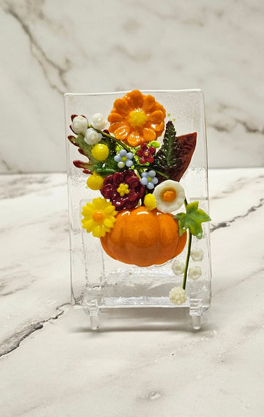 Handmade Fused Art Glass Bouquet of Flowers - Several Styles All Includes Stand