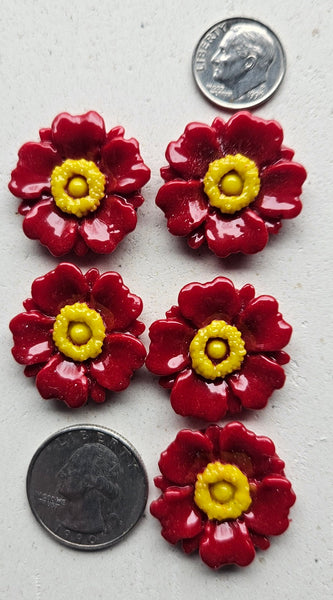 COE 96 Fused Glass Flowers (Poppy) for Your Fused Glass Projects 25mm Packs of 5
