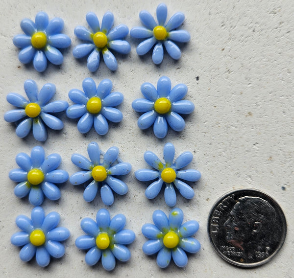 COE 96 Glass Flowers (Daisies) 15mm for Your Fused Glass Projects - Pack of 10