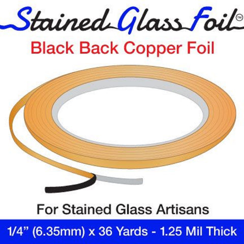 Stained Glass Foil - 1/4 inch black backed copper foil 1.25 Mil