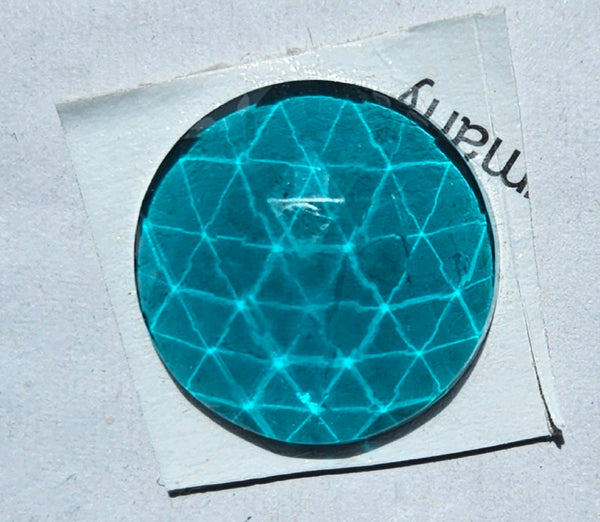 20mm (.78 inch) Round Blue Green  Faceted Glass Jewel Flat Back