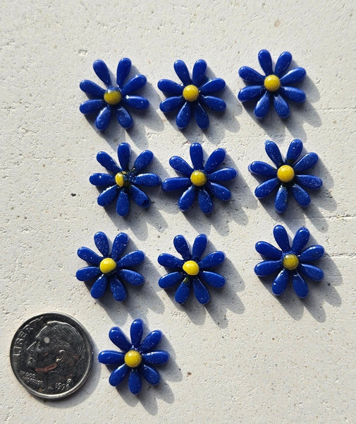 COE 96 Glass Flowers (Daisies) 15mm for Your Fused Glass Projects - Pack of 10
