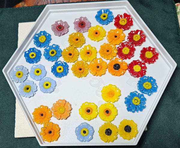 COE 96 Fused Glass Flowers (Poppy) for Your Fused Glass Projects 25mm Packs of 5