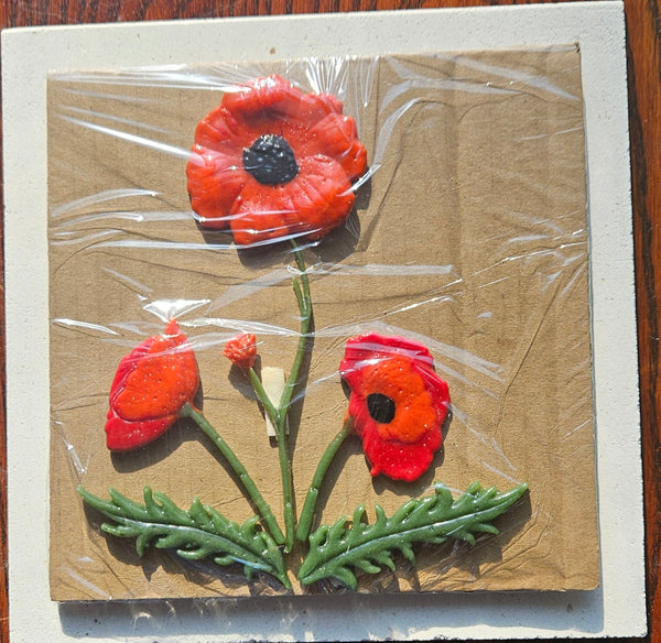 COE 96 Fused Glass Poppy Flowers, Leaves, Stems for your Fused Glass Garden Scene