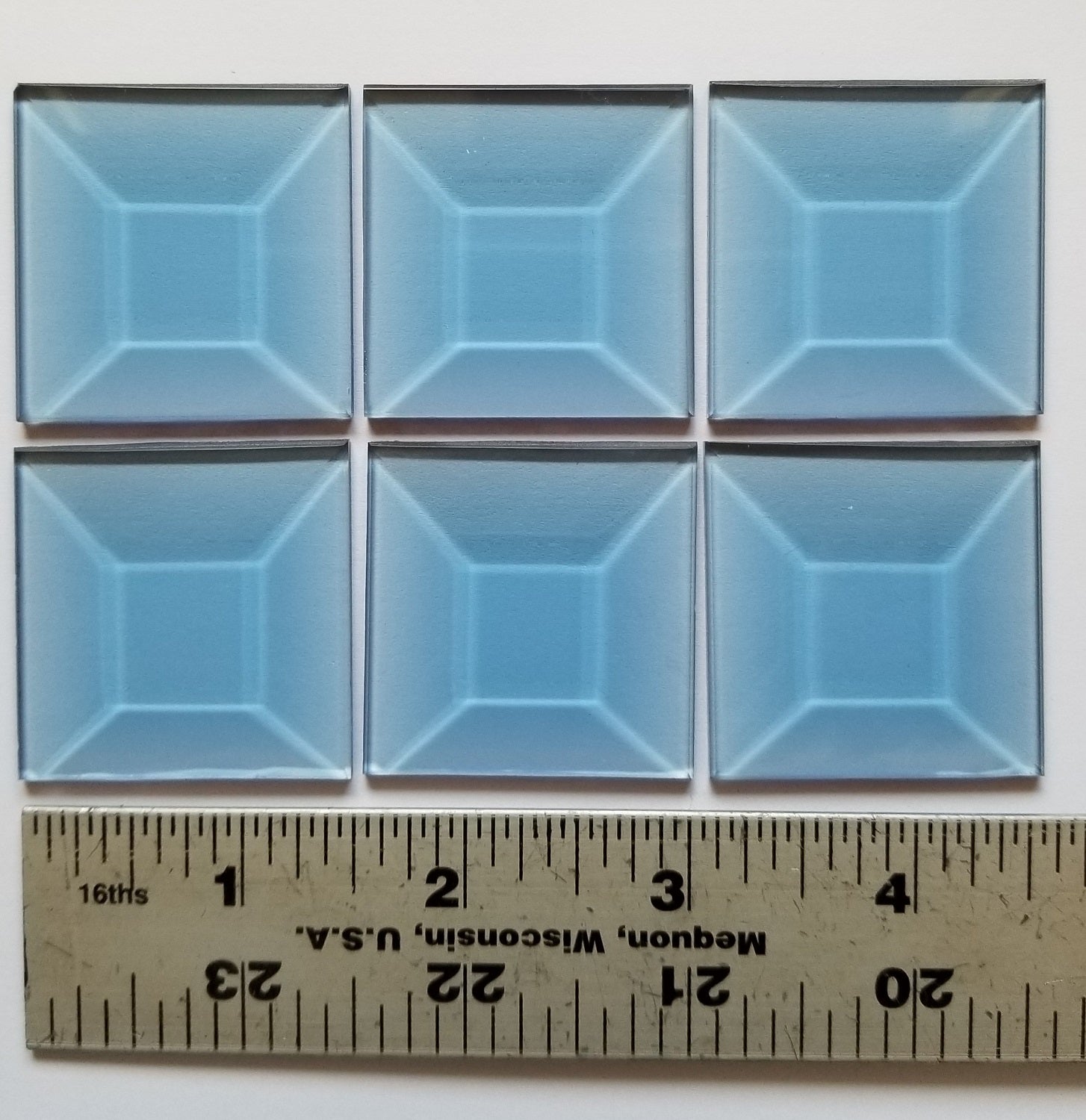 Stained Glass Supplies - 6 - 1.5 x 1.5 Inch Light Blue Glass