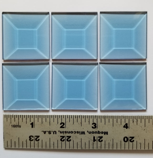 Stained Glass Supplies - 6 - 1.5 x 1.5 Inch Light Blue Glass Bevels 63310
