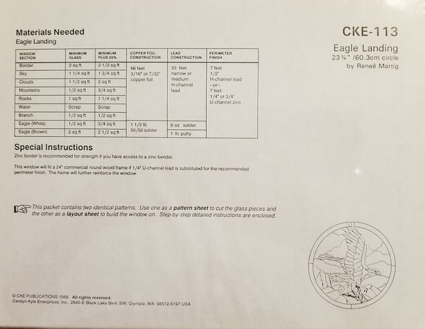 CKE 113 - Eagle Landing - Full size pattern 23 3/4 Inch