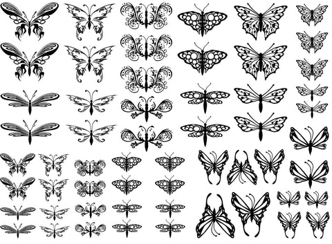 Butterflies And Dragonflies Black Enamel Decals 5 x 7 sheet
