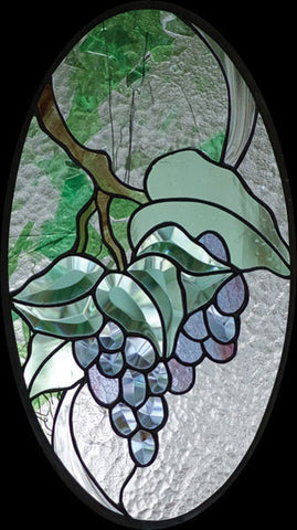 Free Stained Glass Patterns -  GST Blue and Green Grape Cluster Panel for Bevel Cluster GST104C