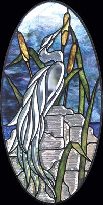Free Stained Glass Patterns -  GST Heron Facing Right Panel for Bevel Cluster GST18
