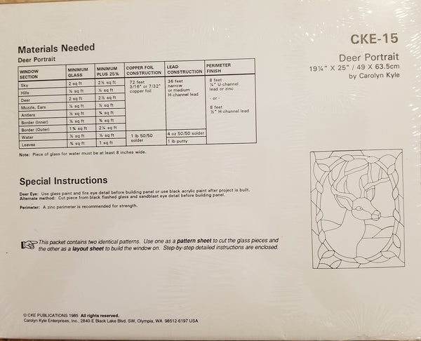 CKE 15 - Deer Portrait - Full size pattern 19 1/4 x 25 Inch