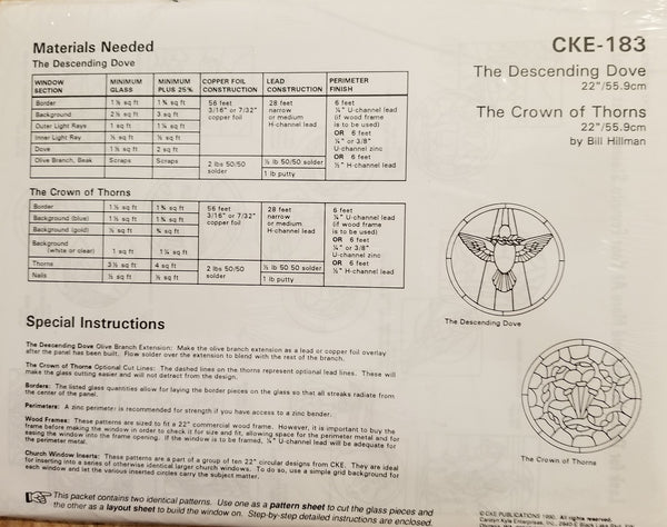 CKE 183 - Descending Doves and Crown of Thorns Patterns - Full size patterns - 22 inch