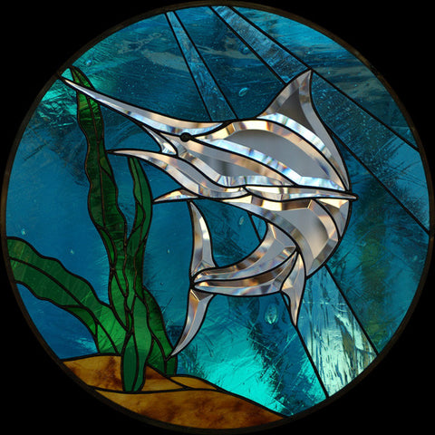 Free Stained Glass Patterns -  GST Marlin Panel for Bevel Cluster GST29
