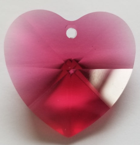 28mm Austrian Crystal Gold Pink Heart PreDrilled Hole
