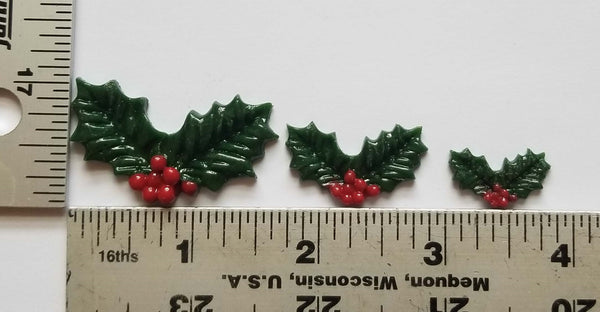 COE 96 Fused Glass Holly Leaves and Berries for Your Fused Glass Projects - Pack of 3