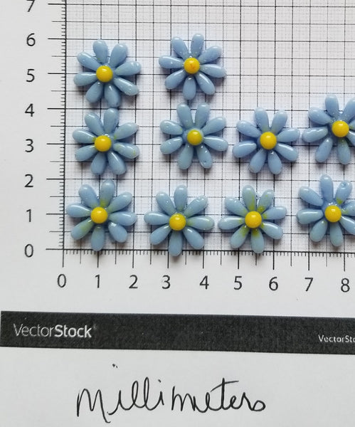 COE 96 Glass Flowers (Daisies) 15mm for Your Fused Glass Projects - Pack of 10