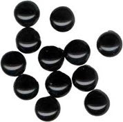 Black Round Glass Jewels Flat Foil Backed, 7mm, pack of 12
