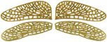 Stained Glass Supplies - Dragonfly Brass Finish Wing Filigree, one set/4