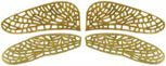 Stained Glass Supplies - Dragonfly Brass Finish Wing Filigree, one set/4
