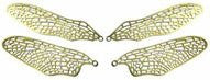 Large Dragonfly Brass Finish Wing Filigree, set/4