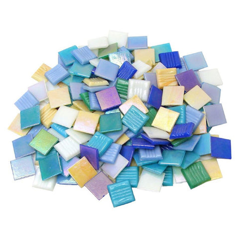 Mosaic Supplies - 3/4 inch Iridized Glass Venetian Tiles Mix - 1 Lb